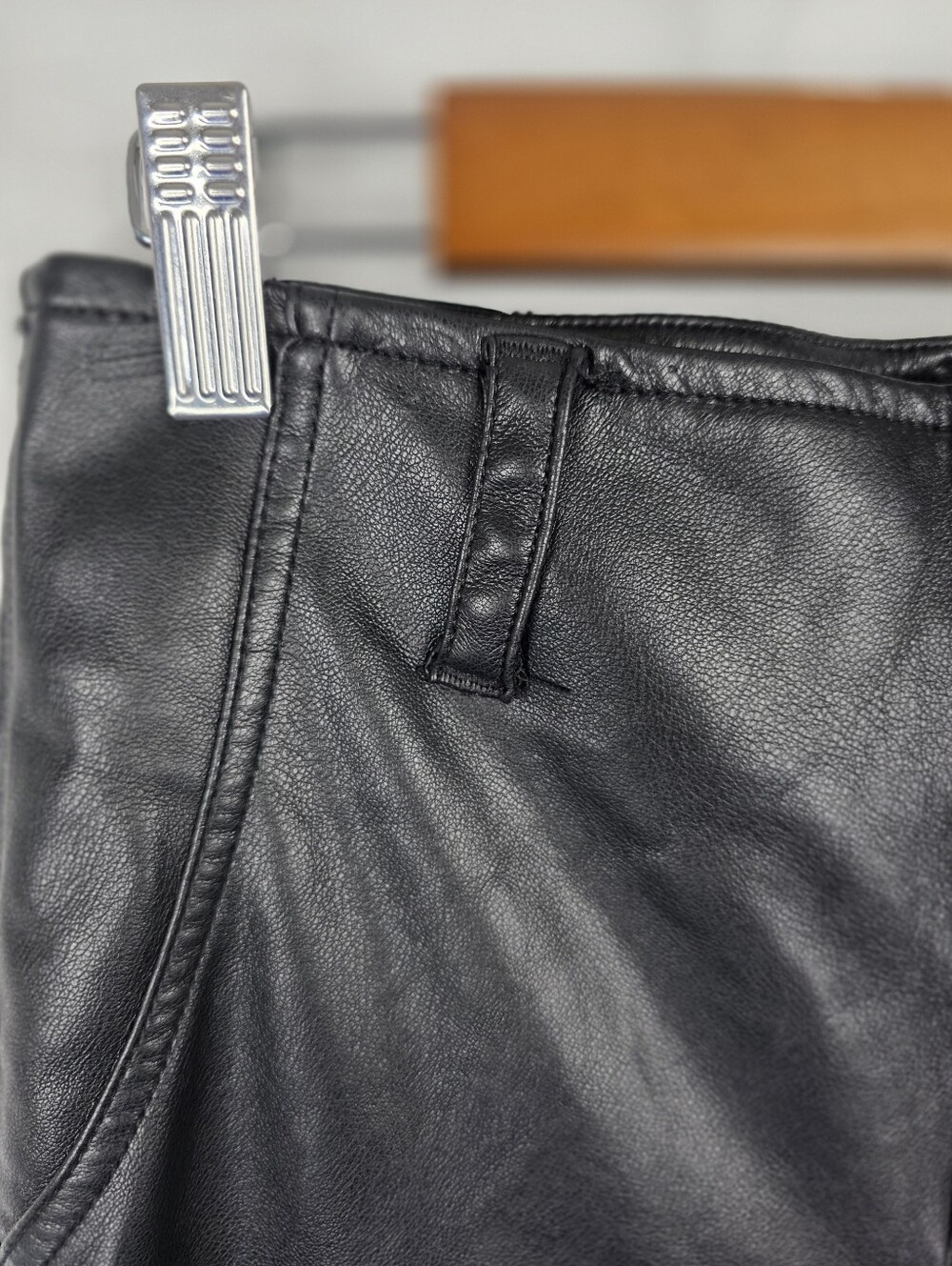 We The Free Black Faux Leather Flare Pants Slit Sides Curve Hugging Slim Size 26 - Picture 10 of 16
